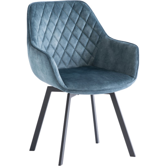 Viola Velvet Fabric 360 Swivel Dining Chair Teal