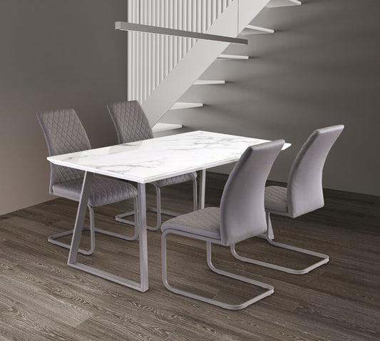 Waverley White Marble Grey Leg 1.4m Dining Table