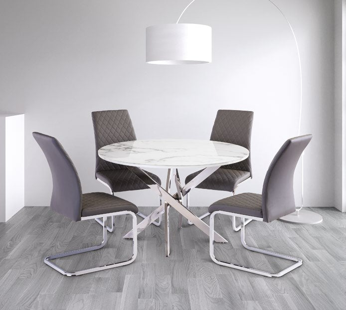 Waverley White Marble Chrome Leg 1.07m Round Dining Table