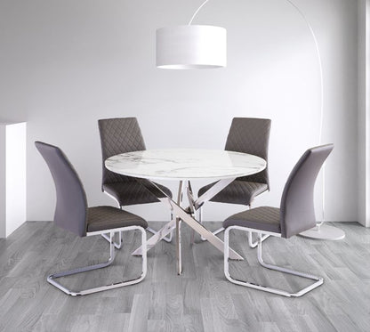Waverley White Marble Chrome Leg 1.07m Round Dining Table