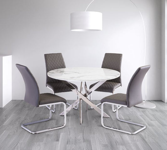 Waverley White Marble Chrome Leg 1.07m Round Dining Table