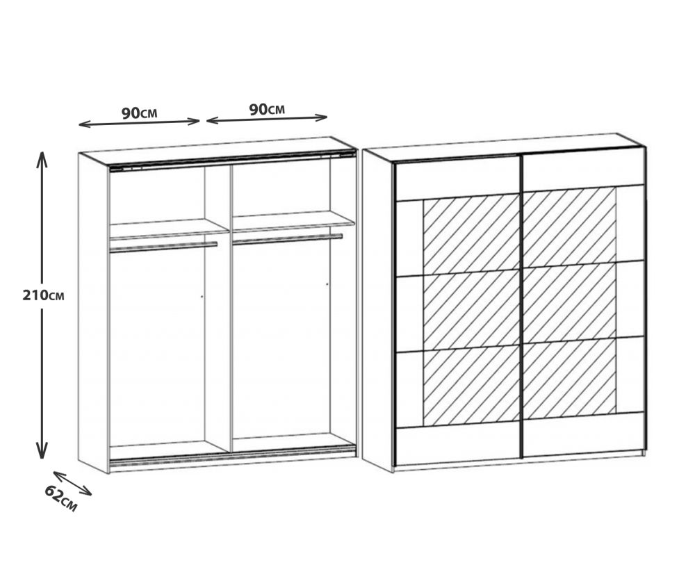 Alegro Sanremo Oak 2 Door Sliding Wardrobe with Mirror