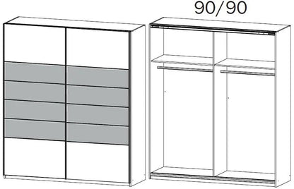 Barcelona 2 Door Sliding Wardrobe in White and Lava Grey
