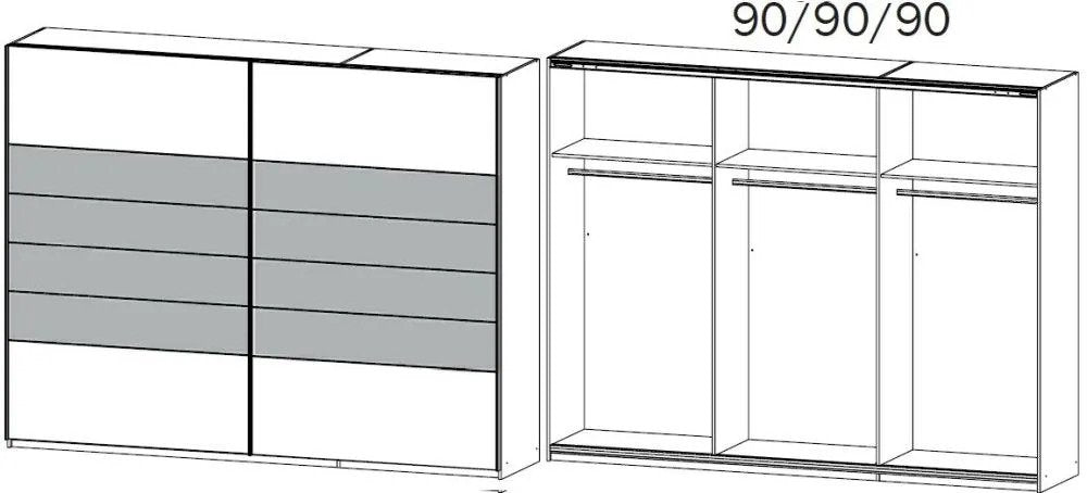 Barcelona 2 Door Sliding Wardrobe in White and Metallic Grey