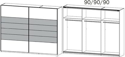 Barcelona 2 Door Sliding Wardrobe in White and Metallic Grey
