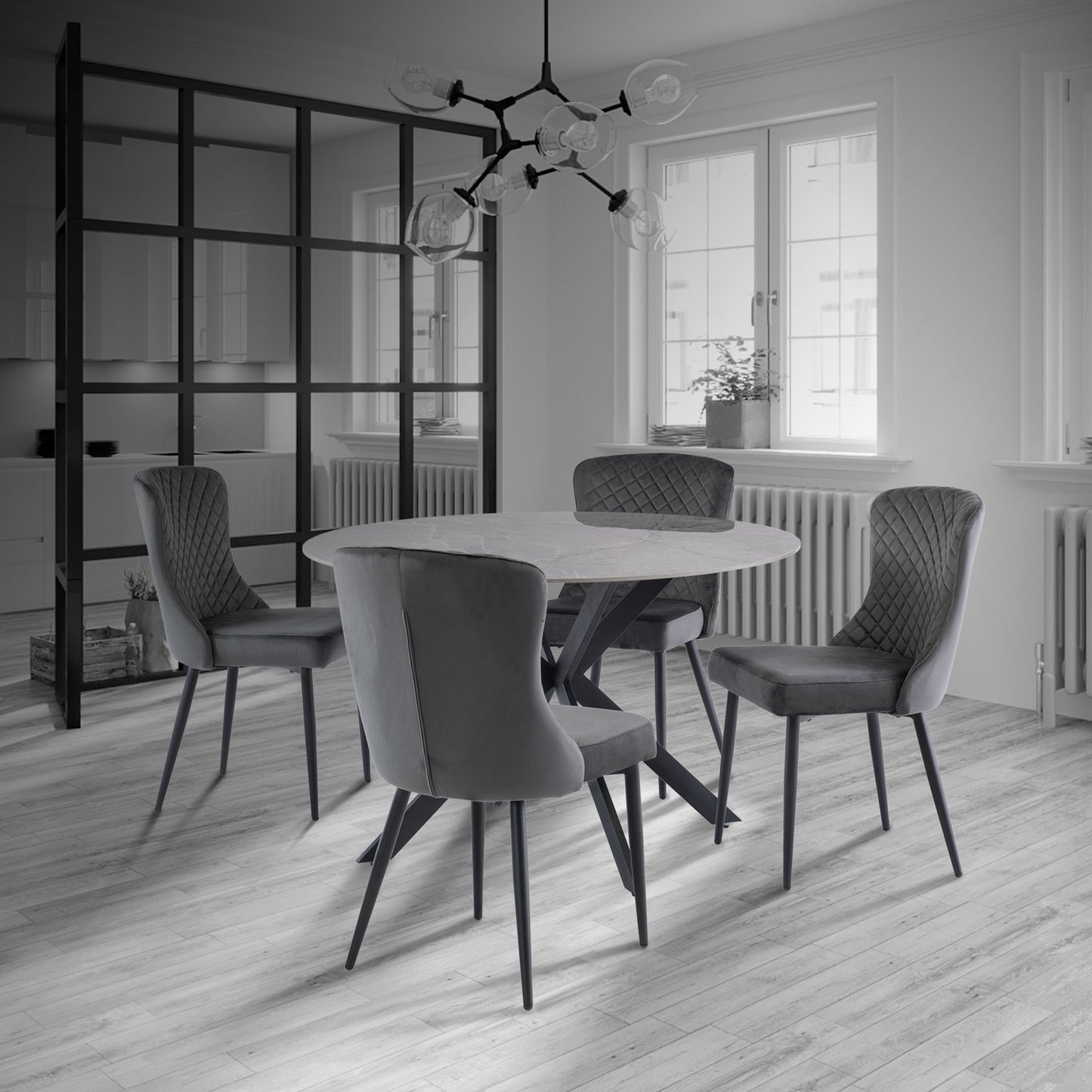 Hadley Velvet Dining Chair Grey Graphite