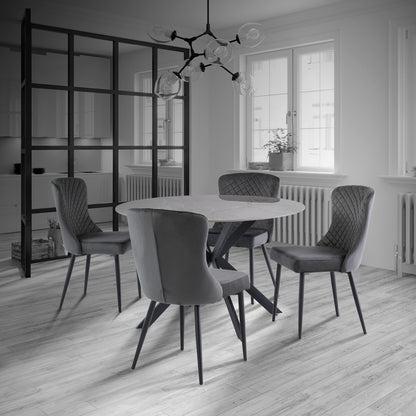 Hadley Velvet Dining Chair Grey Graphite