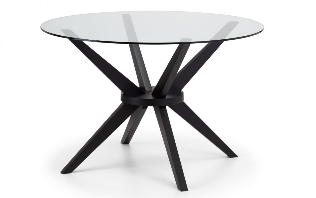 Hayden 1.2m Round Glass Dining Table with 4 Hayden Grey Dining Chair