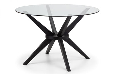 Hayden 1.2m Round Glass Dining Table with 4 Hayden Grey Dining Chair