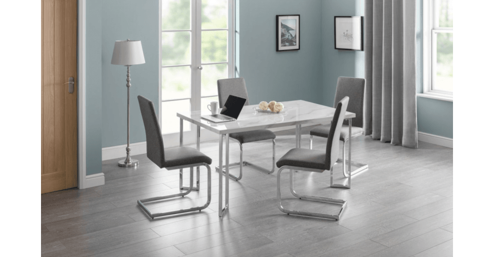 Positano Dining Set with 4 Roma Cantilever Dining Chairs grey