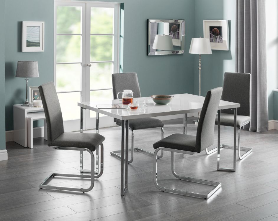 Manhattan High Gloss Dining Table + 4 Roma Chairs