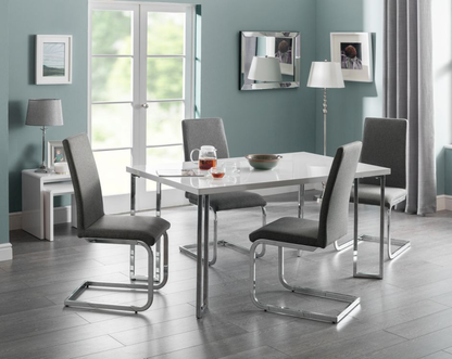 Manhattan High Gloss Dining Table + 4 Roma Chairs