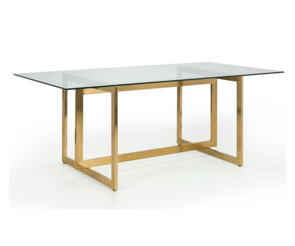 Minori 2m Rectangular Glass Dining Table with 6 Vittoria Blue Dining Chairs