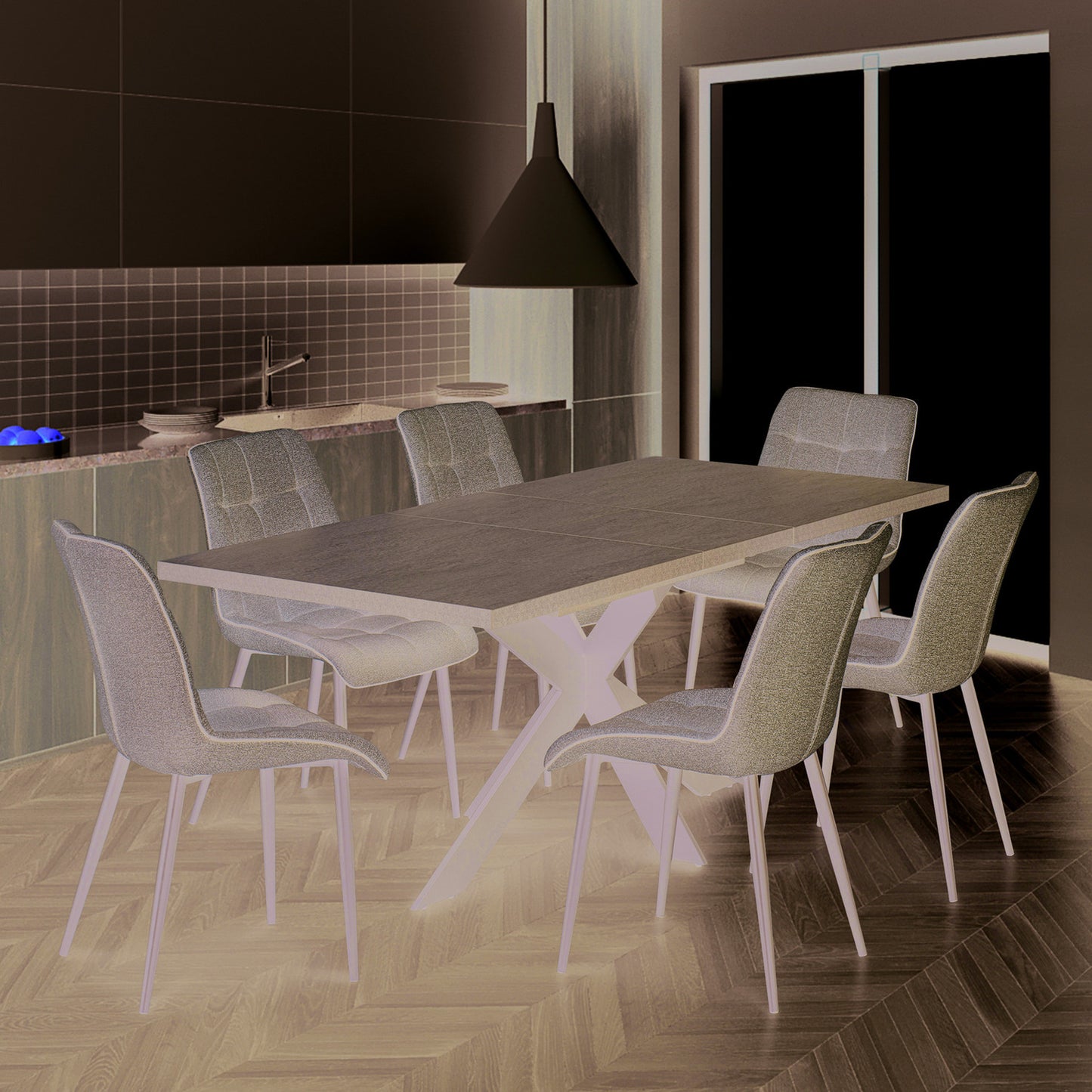 Picasso Dining Chair Grey Fabric