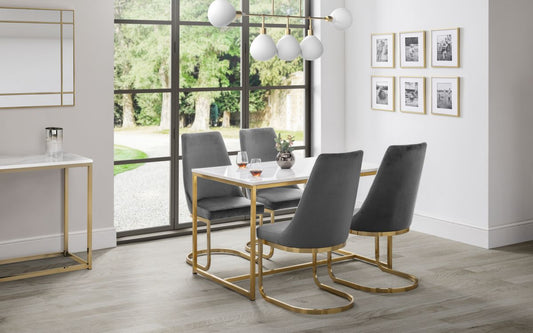 Scala Dining Table Set With 4 Vittoria Cantilever Grey Chairs