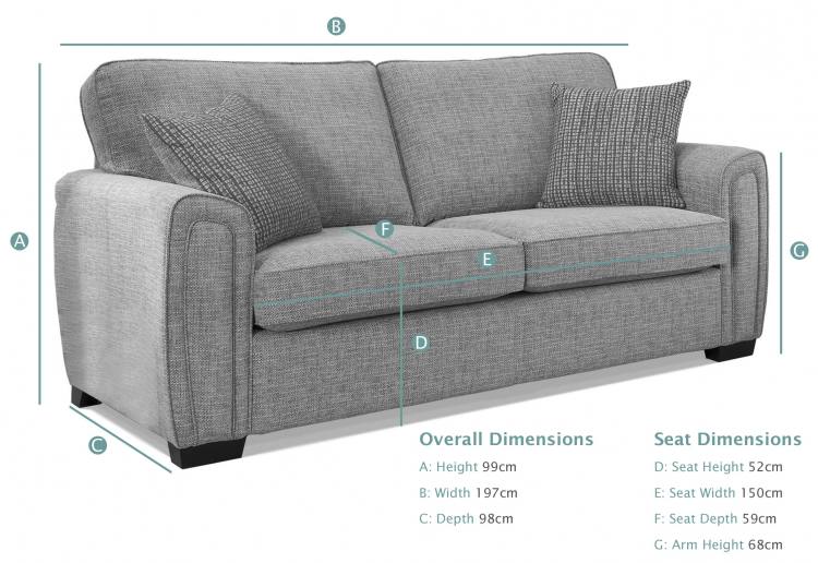 Memphis 3 Seater Standard Back Sofa Bed