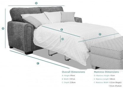 Memphis 3 Seater Standard Back Sofa Bed